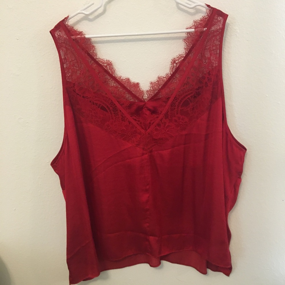 H&M Plus Satin and Lace Top
